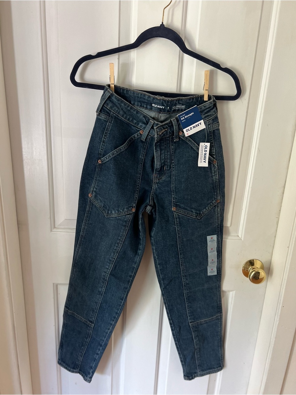 Old Navy Women's Dark Wash Boyfriend Utility Jeans